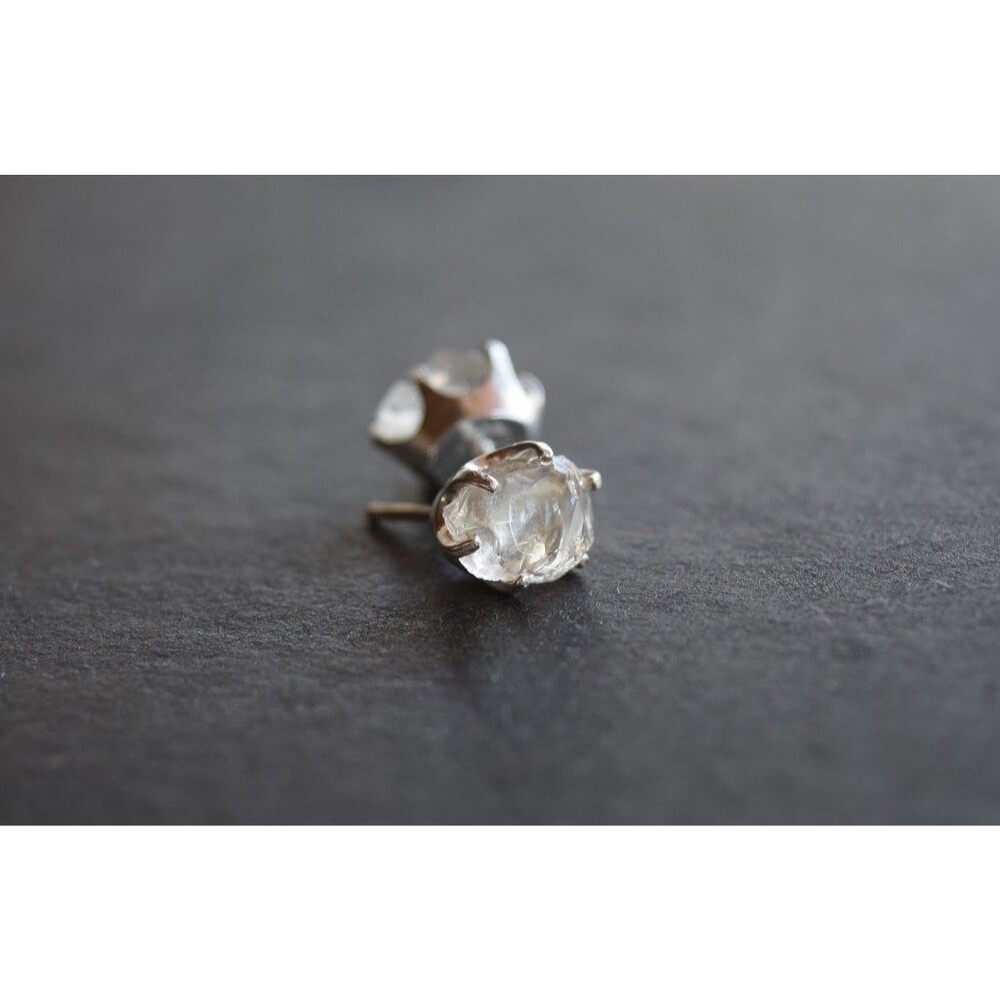 Lake County diamond earrings, 925 sterling silver, raw gemstones
